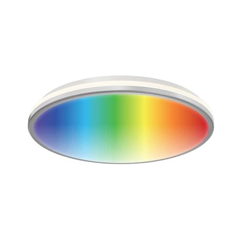 artika Macy Plafonnier LED intégré moderne 38,1 cm WiFi – RGB, finition argentée 2300 lumens, 2700–5000 Kelvin, intensité variable, parfait pour chambre à coucher, couloir, salon, sous-sol