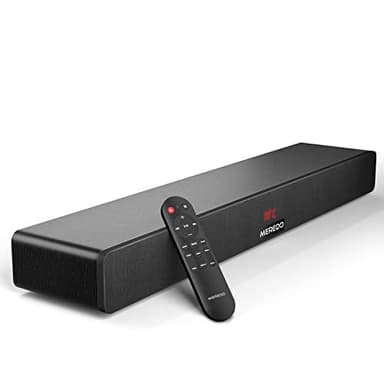 Barre de son MEREDO en bois pour TV 2.1CH Caisson de basses intégré 150 W Barre de son tout-en-un, basses/aigus réglables, 5 modes d'égalisation, ARC/optique/AUX/BT 5.0 Son surround 3D pour home