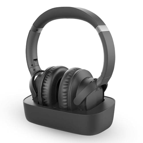 Avantree Ensemble – Casque TV sans fil compatible avec les téléviseurs avec sorties audio optiques, AUX ou Bluetooth – Casque confortable pour les personnes âgées avec station de charge et émetteur et