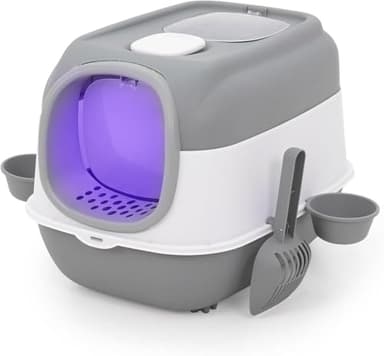 Maycoly Litière ultra large avec entrée par le haut, tamisage, bac à litière autonettoyant pour chats avec cage anti-sable automatique, facile à nettoyer, désodoriser, anti-éclaboussures, 55 x 38 x 38