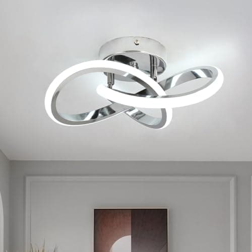 Plafonnier LED moderne en acrylique - Blanc froid 6000 K - Pour chambre à coucher, salle de bain, cuisine, balcon, couloir, escalier - Lampe incurvée au design créatif