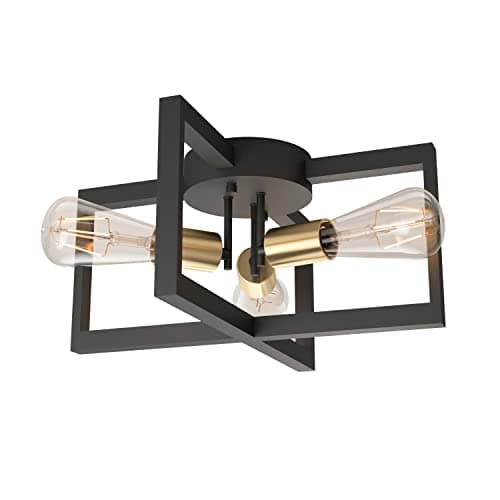 Artika Holt Plafonnier semi-encastré de forme géométrique à 3 ampoules Design moderne du milieu du siècle Noir – Idéal pour couloir, chambre, cuisine et plus encore