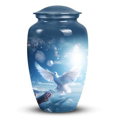 PARUHAS Dove Close to Hands Urne funéraire pour cendres humaines - 25,4 cm - Grande urne funéraire pour adulte - Urne funéraire pour cendres humaines