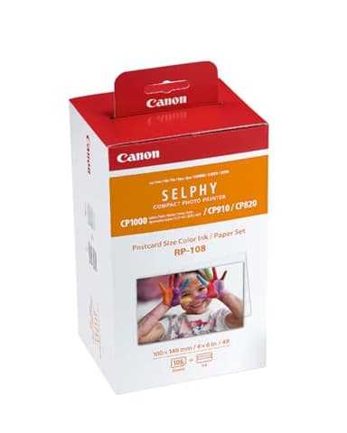 Canon RP-108 Ensemble d'encre et de papier couleur compatible avec imprimantes Selphy SCP910/CP820/CP1200/CP1300