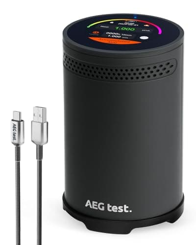 AEGTEST HOUND-3699 Détecteur de radon pour la maison, mesure efficace en 1 heure, stockage des données historiques avec écran couleur tactile, détection précise et rapide, design compact pour la
