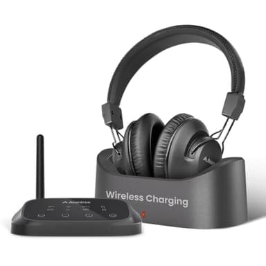 Avantree HT5009 Plus – [Mise à niveau 2025] Casque sans fil Bluetooth 5.3 pour regarder la télévision avec émetteur et station de charge, support pass-through, mode vocal clair pour les personnes