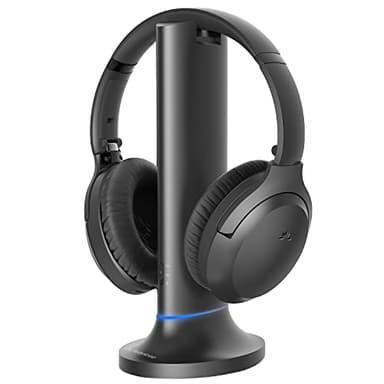Avantree Opera 35H Casque sans fil confortable pour regarder la télévision avec émetteur Bluetooth 5.0 et support de charge, mode dialogue clair, passthrough, volume élevé pour personnes âgées, longue portée de 40 m