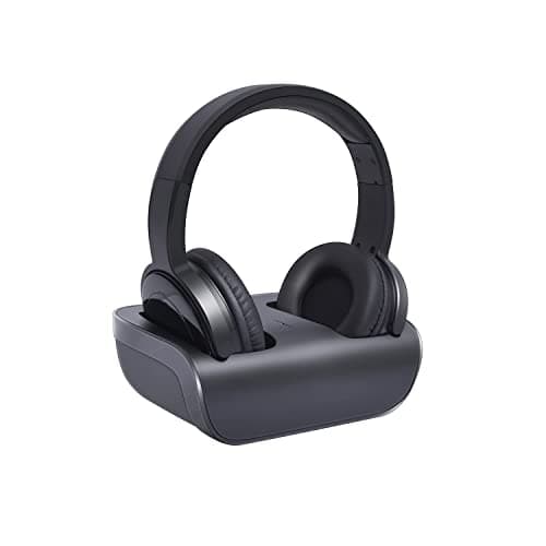 Casque sans fil pour regarder la télévision pour personnes âgées, casque TV numérique supra-auriculaire avec émetteur RF et station de charge 2 en 1, pas de retard audio, portée sans fil de 100,6 m,