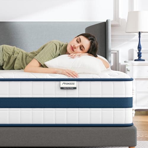 Maxzzz Matelas double hybride à ressorts de 25,4 cm pour lit double, soulagement de la pression et soutien, avec mousse à mémoire de forme en gel et bobines ensachées individuellement pour une