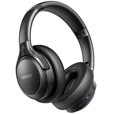 BERIBES Casque Bluetooth supra-auriculaire, 65 heures de lecture et 3 modes EQ, casque sans fil avec microphone, basses immersives, stéréo HiFi, casque pliable léger avec micro HD intégré pour téléphone portable/PC/TV