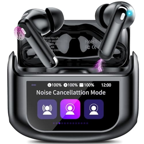Écouteurs sans fil, Bluetooth 5.4 avec écran tactile multifonctionnel, 48H Bass Stereo Casque avec ANC/ENC Annulation de bruit/Transparence, Écouteurs IP7 avec 5 modes EQ pour iOS Android