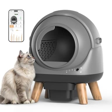 Coziley G1 Litière autonettoyante, boîte à litière automatique pour chat, robot autonettoyant avec contrôle intelligent par application et surveillance de la santé, comprend 2 sacs poubelle en rouleau