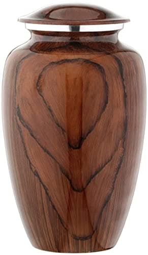 BOLD & DIVINE Urne funéraire funéraire en aluminium avec finition grain de bois | Urne funéraire pour cendres humaines | 500 cm³ pour adulte