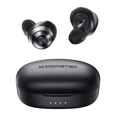 Monster Achieve 100 écouteurs sans fil AirLinks - Écouteurs Bluetooth sans fil - Écouteurs intra-auriculaires avec micro intégré - 24 heures de lecture - Design résistant à l'eau pour le sport - Noir