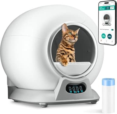 PetCove Litière autonettoyante pour chat, bac à litière automatique pour plusieurs chats, boîte à chat autonettoyante avec élimination des odeurs, grande boîte à litière autonettoyante pour chat,