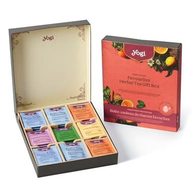 Yogi Coffret cadeau d'échantillons de thé bio du Canada – Assortiment de délicieux thés bien-être – 6 thés verts et noirs préférés – Coffret cadeau et assortiment de 45 sachets de thé