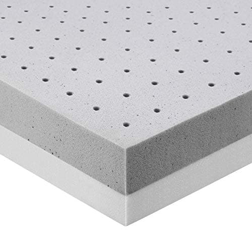 BedStory Surmatelas en mousse à mémoire de forme de 10,2 cm, en gel au charbon de bambou – 2 couches ventilées – certifié CertiPUR-US – Grand lit – 152,4 x 203,2 cm
