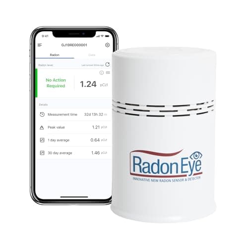Ecosense RD200 RadonEye Détecteur de radon domestique, surveillance rapide et précise en temps réel, écran OLED, installation facile avec application gratuite, Bluetooth