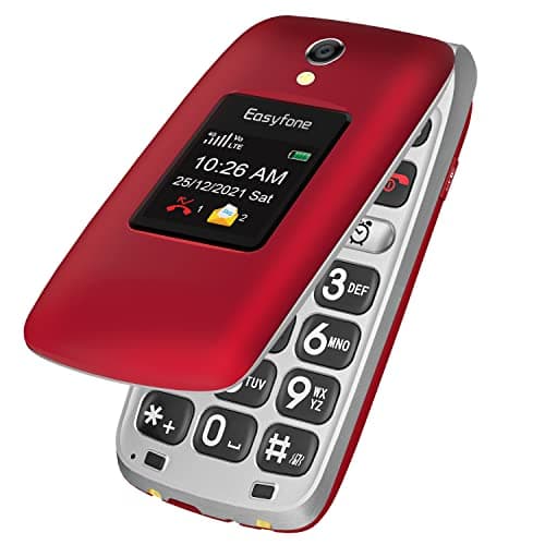 Easyfone Prime-A1 Pro 4G Téléphone portable débloqué à rabat pour personnes âgées, écran HD de 6,1 cm, gros boutons, son clair, bouton SOS, batterie 1500 mAh avec station de charge, certifié FCC IC