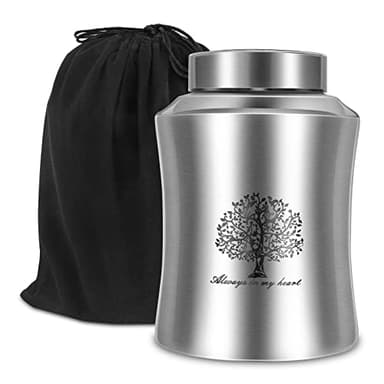 Grande urne funéraire pour cendres humaines adultes, jusqu'à 100 kg, urne décorative avec motif floral pour cendres femelles et mâles avec sac en velours (arbre de vie)