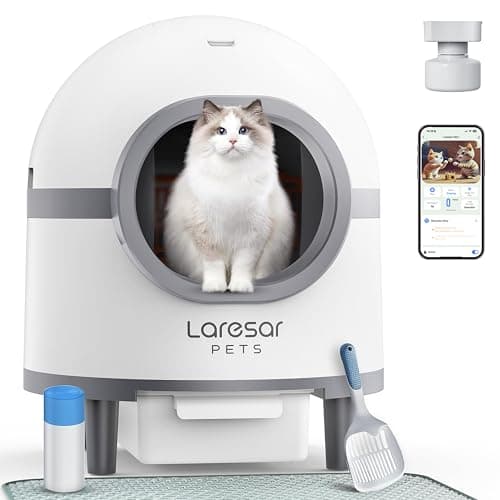 Litière autonettoyante intelligente avec contrôle par application, automatique pour plusieurs chats, double élimination des odeurs, grande capacité de 70 L + 9 L, comprend un tapis et des sacs