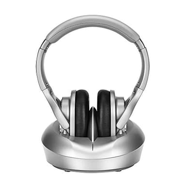 Casque sans fil pour TV avec émetteur RF et station de charge, casque supra-auriculaire pour personnes âgées, sans retard audio, portée sans fil de 100,6 m, prise en charge optique numérique/RCA/AUX