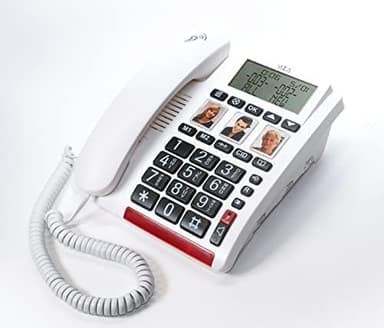 VOCA Téléphone amplifié CP130 à gros boutons pour personnes âgées, téléphone avec haut-parleur mains libres, compatible avec les appareils auditifs, téléphone fort pour malentendants et malvoyants –