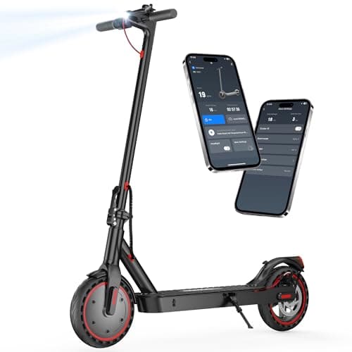 iScooter i9 Trottinette électrique, longue portée de 30 km et 30 km/h, moteur de crête de 500 W, pneus en nid d'abeille solides de 21,6 cm, trottinette électrique pliable avec double frein,