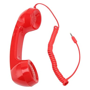 Combiné de téléphone rétro, 3,5 mm, résistant aux radiations, microphone de téléphone portable pour téléphones portables et ordinateurs (rouge)