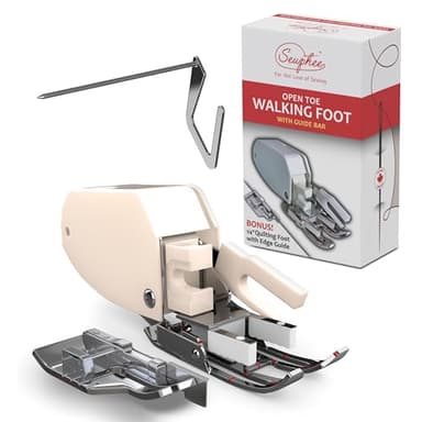 Pied de marche à bout ouvert avec guide et pied de matelassage 6,35 mm – Compatible avec machines à coudre Brother, Janome, Kenmore, Singer