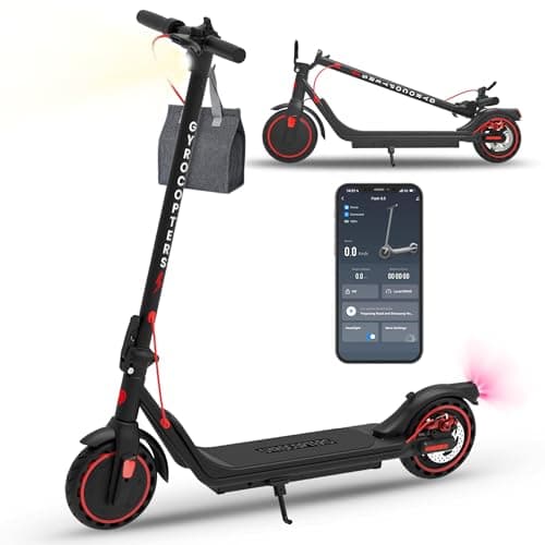 Gyrocopters Flash 6.0 Trottinette électrique 2025 pour adultes et adolescents avec application, design élégant et amélioré, pneus anti-éclatement de 21,6 cm | Approuvé UL 2272, vitesse 30 km/h,