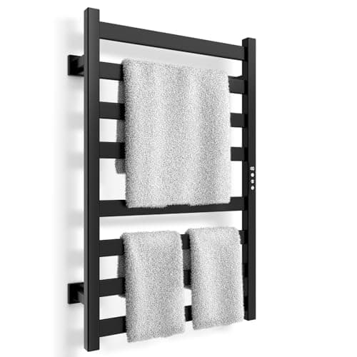 Colliford Chauffe-serviettes pour salle de bain, sèche-serviettes électrique à 8 barres - Chauffage mural en acier inoxydable 201 avec minuterie et contrôle intelligent de la température
