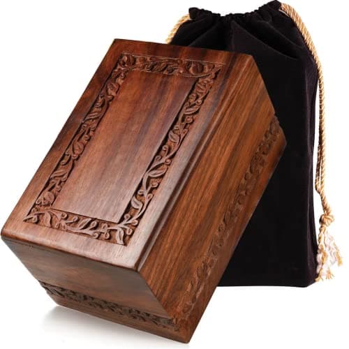 Rosewood Urne funéraire pour cendres humaines adulte homme femme – Urnes décoratives pour hommes et femmes – Grande urne funéraire pour adultes (bordure gravée, taille L)