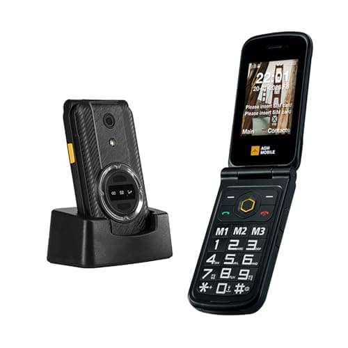 AGM M8 Téléphone à rabat basique robuste, fonction 4G, téléphones mobiles simples, étanche et résistant aux chutes, touche latérale SOS, numérotation rapide, haut-parleur puissant 104 dB, grand