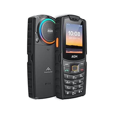AGM Téléphone robuste M6, téléphone portable de base, téléphone à fonctionnalité 4G avec lumière LED, téléphones mobiles simples, étanche/anti-chute, grands boutons | grande police, haut-parleur