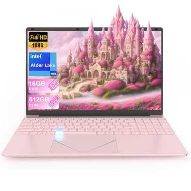 Alder Lake Ordinateur portable 15,6" Quad Core N95 CPU 16 Go DDR4 512 Go SSD avec déverrouillage d'empreintes digitales, écran FHD IPS, rétroéclairage couleur, WiFi5 Bluetooth 4.2, HDMI, USB 3.0