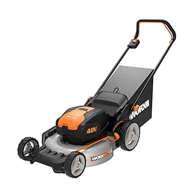 WORX Nitro WG751.3 Tondeuse à gazon 40 V Power Share 50,8 cm avec deux batteries 4,0 Ah haute capacité, noir et orange