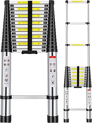 Stanz (TM) Échelle télescopique portable de 6,1 m avec 16 marches en aluminium, multi-usages, antidérapante, capacité de 150 kg, pour intérieur et extérieur, camping-car, 6,1 m
