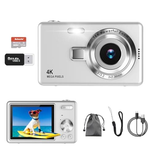 Appareil photo numérique 4K, Acbaeta Autofocus 50 MP avec carte SD 32 G, zoom 16x, flash, anti-tremblement, appareil photo numérique compact et portable pour enfants, étudiants, adolescents, adultes
