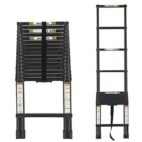 RIKADE Échelle télescopique, échelle télescopique en aluminium de 6,2 m avec pieds antidérapants, échelle d'extension portable pour la maison et le travail en plein air, échelle de grenier d'une