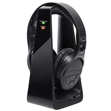 Casque sans fil pour regarder la télévision, jouer sur PC avec émetteur RF 2,4 GHz, station de charge, portée de 45,7 m, DSP Hi-Fi stéréo avec microphone zéro latence