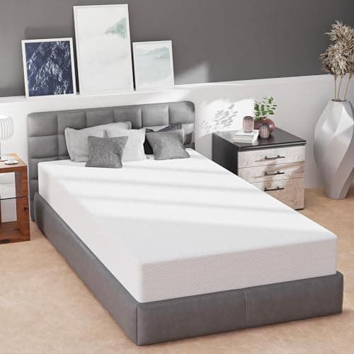 FDW Matelas en mousse à mémoire de forme infusé de gel rafraîchissant à fermeté moyenne certifié CertiPUR-US, 1,6 / 20,3 / 25,4 / 30,5 cm / 30,5 cm / 12,4 cm / 30,5 cm - Blanc