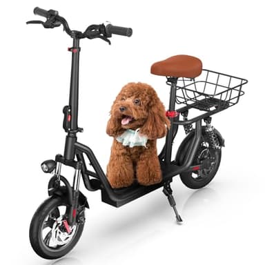 iScooter Trottinette électrique avec siège, portée de 45/35 km et 45/25 km/h, puissance par moteur 800 W/500 W, 35,6 cm/30,5 cm, siège et guidon réglables en hauteur, double suspension, trottinette