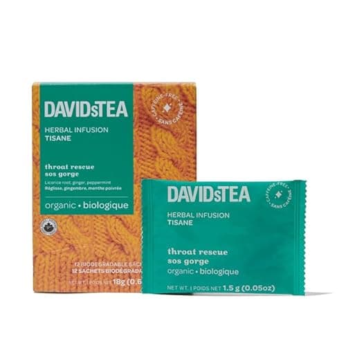 DAVIDsTEA Tisane bio Throat Rescue - Sans caféine - 12 sachets