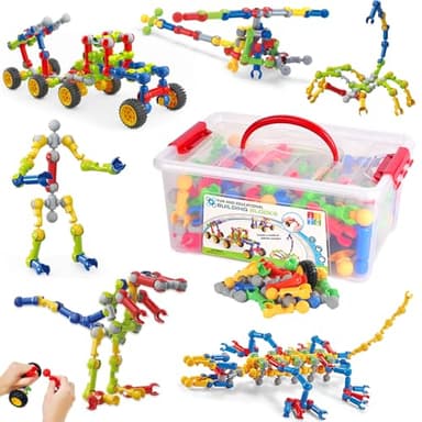 Lot de 170 jouets de construction STEM pour enfants de 4 à 8 ans, blocs de construction éducatifs pour enfants de 3, 4, 5, 6, 7, 8, 9 ans, jeux créatifs pour enfants, cadeaux de Noël et d'anniversaire