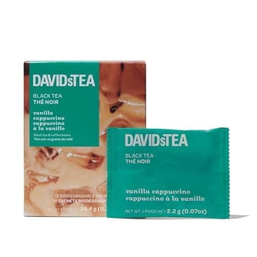 DAVIDsTEA Thé noir cappuccino vanille, faible teneur en caféine, 12 sachets