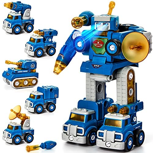 hahaland Robot 5 en 1 démontable jouets STEM pour enfants de 6 à 8 ans, jouets pour enfants de 5 à 6 ans pour garçons et filles de 5 ans et plus