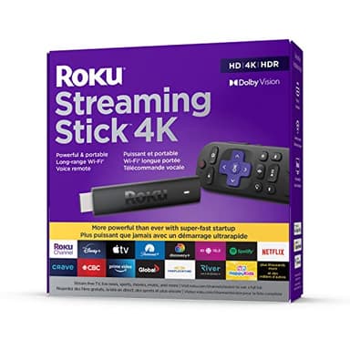 Roku Streaming Stick 4K 2022 (produit officiel du fabricant) | Appareil de streaming 4K/HDR/Dolby Vision avec télécommande vocale avec commandes TV et Wi-Fi longue portée