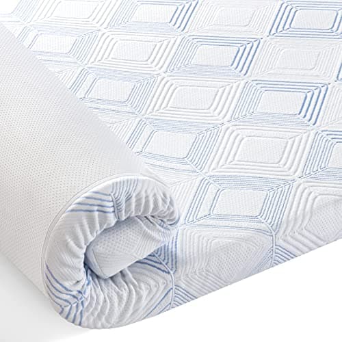 BedStory – Surmatelas en mousse à mémoire de forme de 10,2 cm certifié CertiPUR-US pour grand lit, infusé de gel, housse amovible, pour personnes qui dorment sur le côté et sur le dos (152,4 x 203,2 cm)