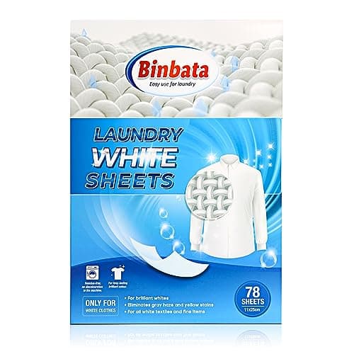 Binbata Lot de 78 feuilles blanchissantes écologiques non parfumées à haute concentration, éliminent efficacement le jaunissement, sans danger pour les peaux sensibles, disponibles dans toutes les